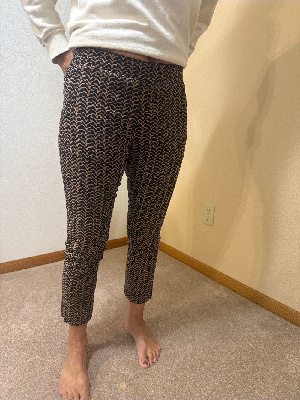 Patterned Black and Tan Carttonnier Slim Ankle Pants